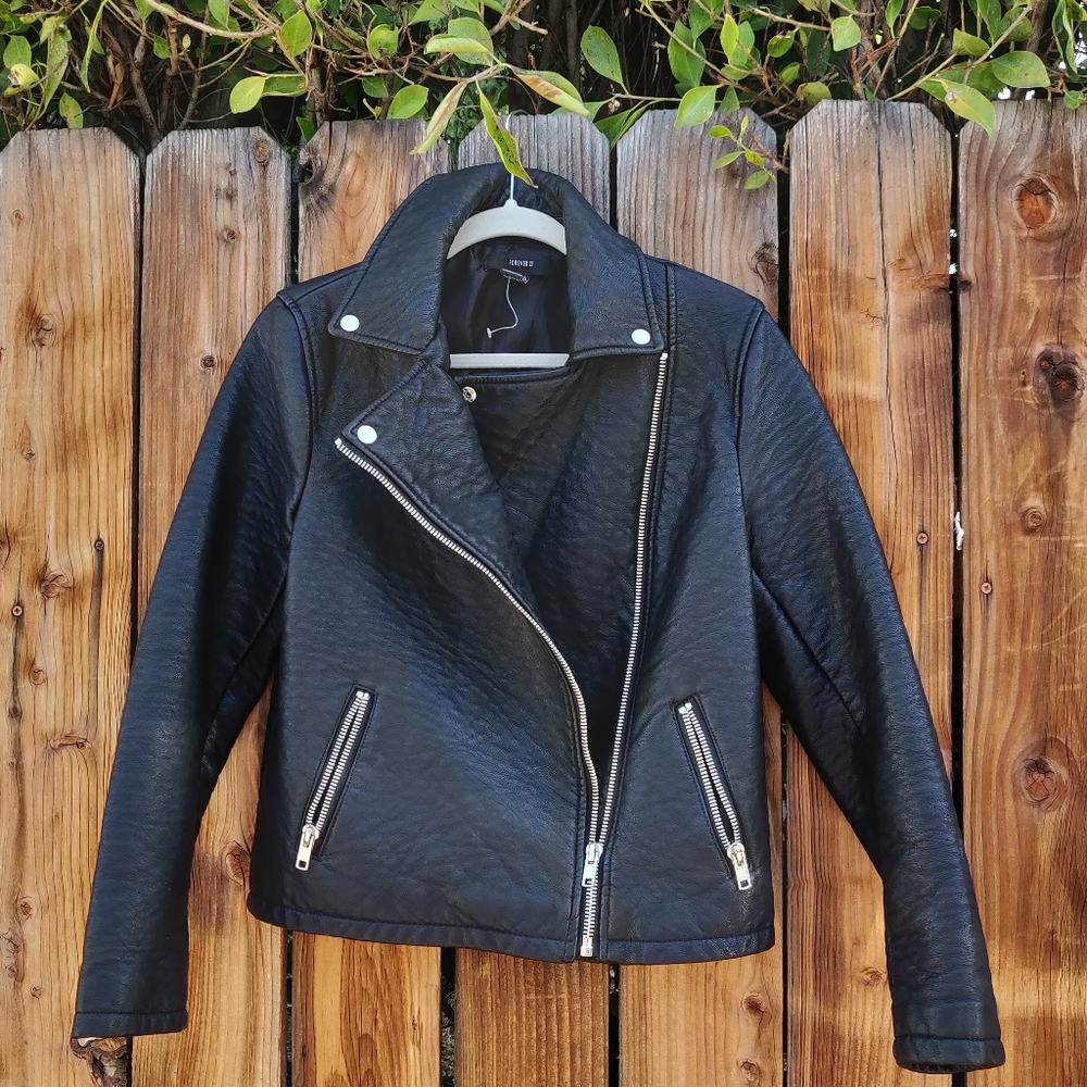 Black Faux Leathermen Jacket